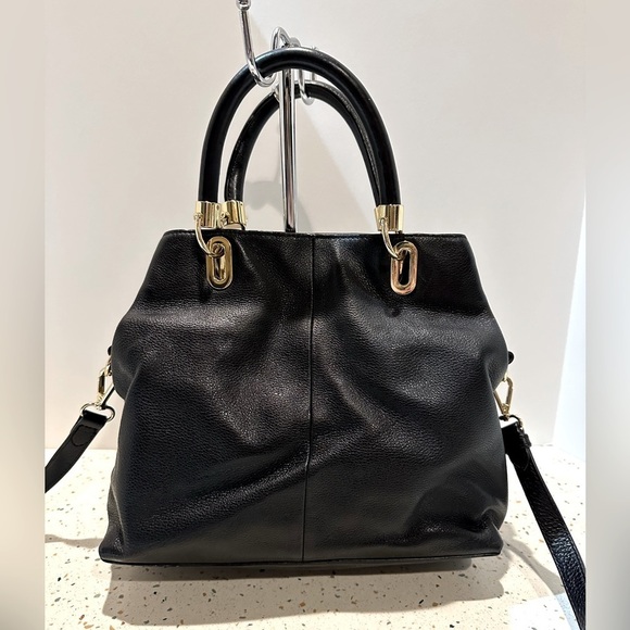 Vince Camuto Elva Black Leather Crossbody Handbag with Tassel Charm - Picture 8 of 12